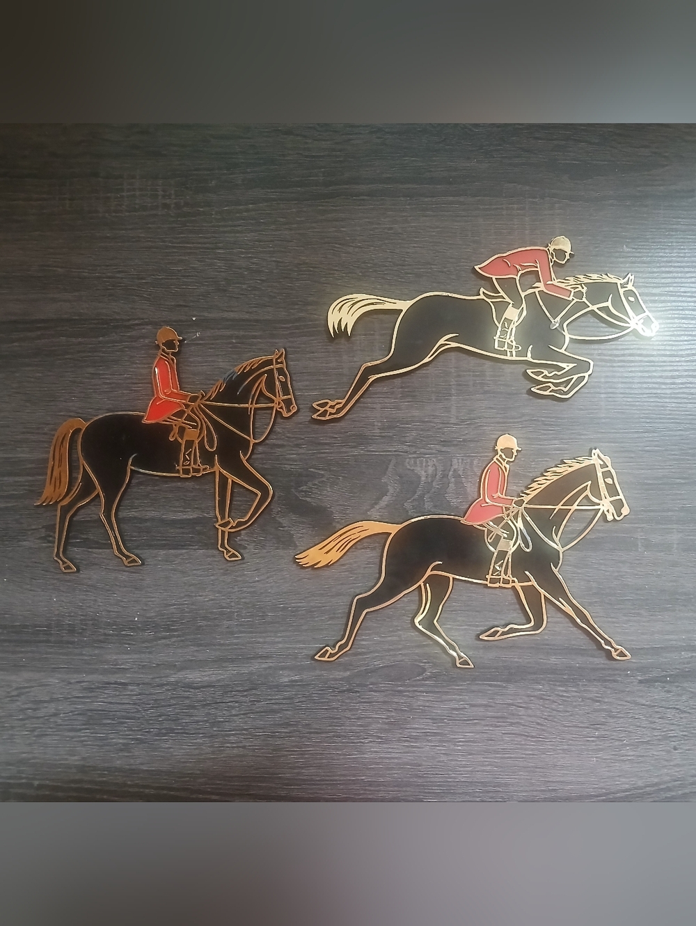 Vintage 1966 Horse ShowJumper Plaques Invicta Plastics England Set of 3